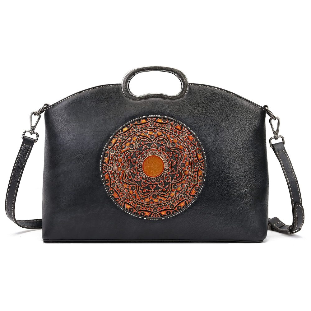 6146 Leather Handbags Purse Embossed Totem Organizer Crossbody Bags